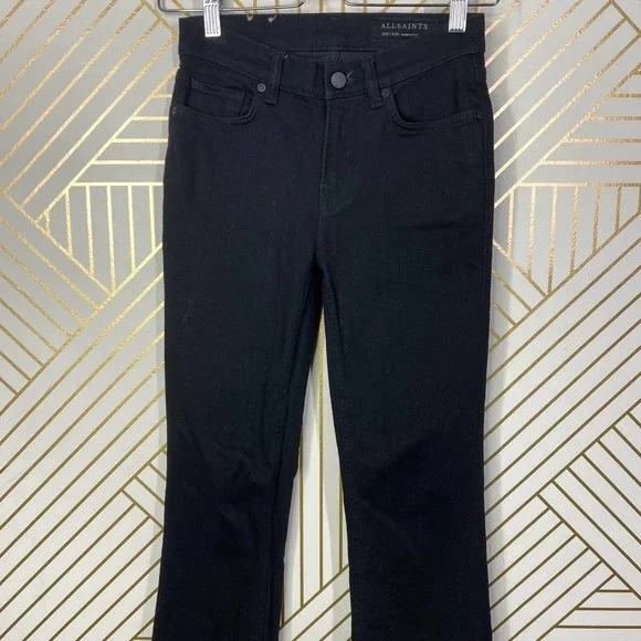 ALLSAINTS Zoe Cropped Bootcut Jeans in Black Size US 25 - Picture 4 of 11
